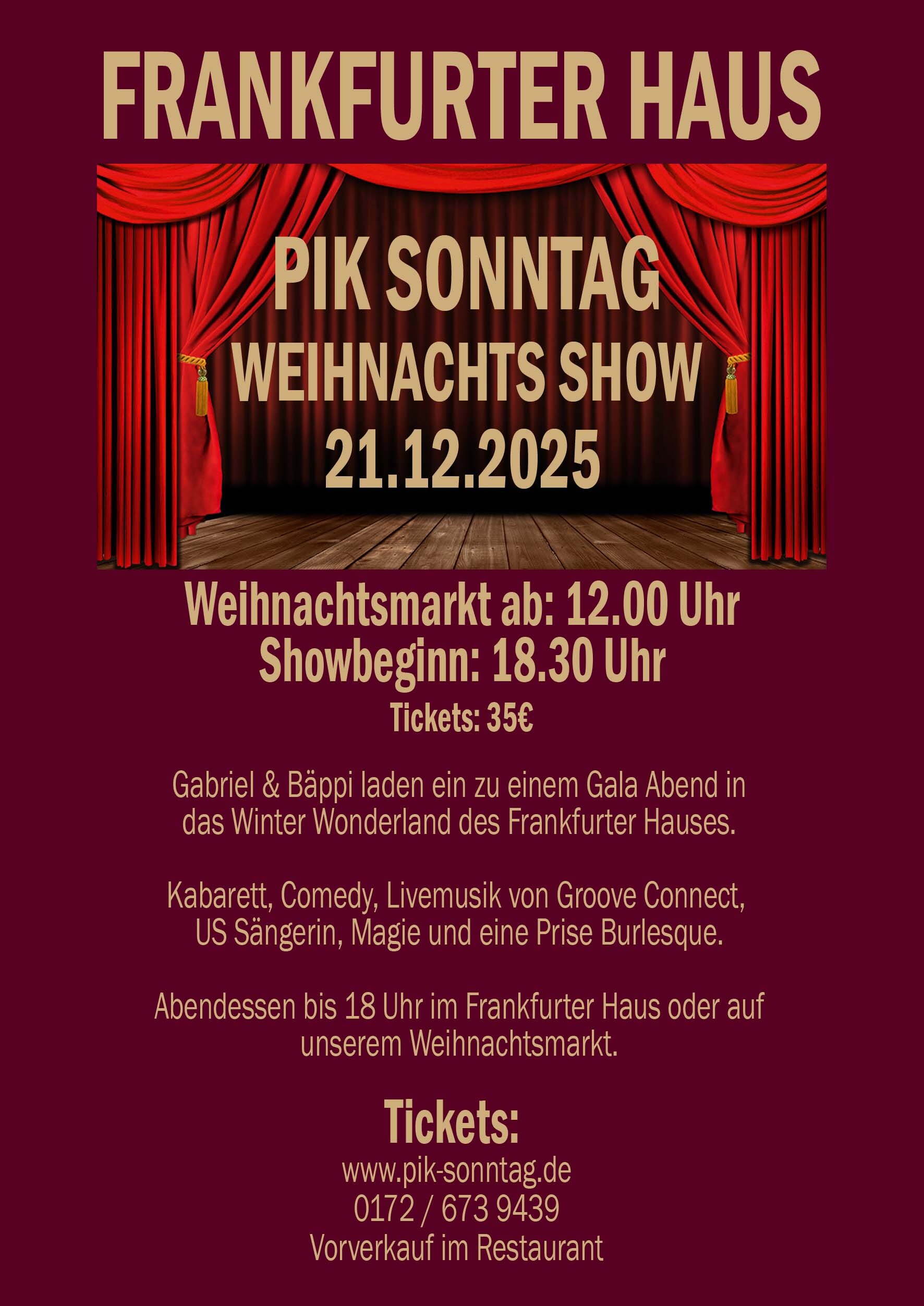 PIK-Sonntag-Weihnachtsshow-Flyer Neu-Isenburg Event 21.12.2025 – Frankfurter Haus